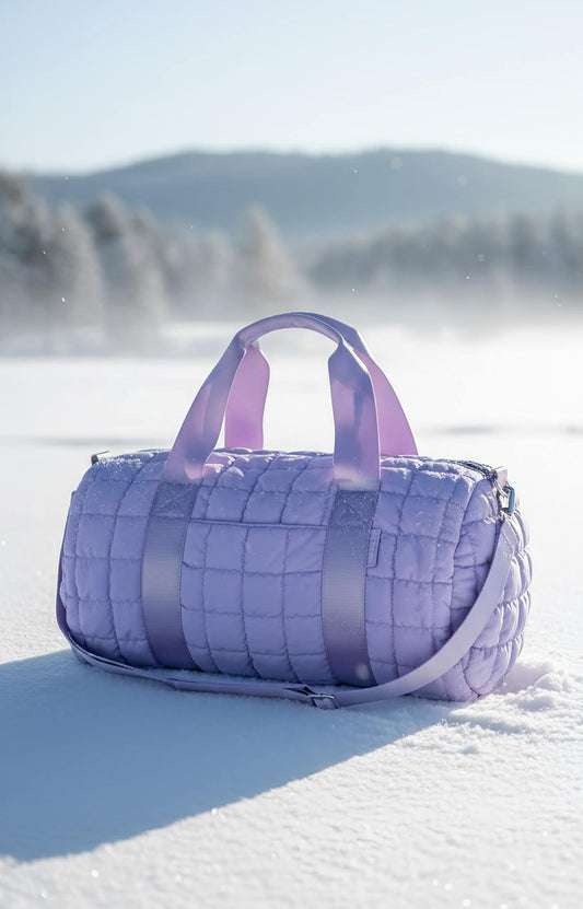 Purple Scrunchie Puffer Duffle Bag