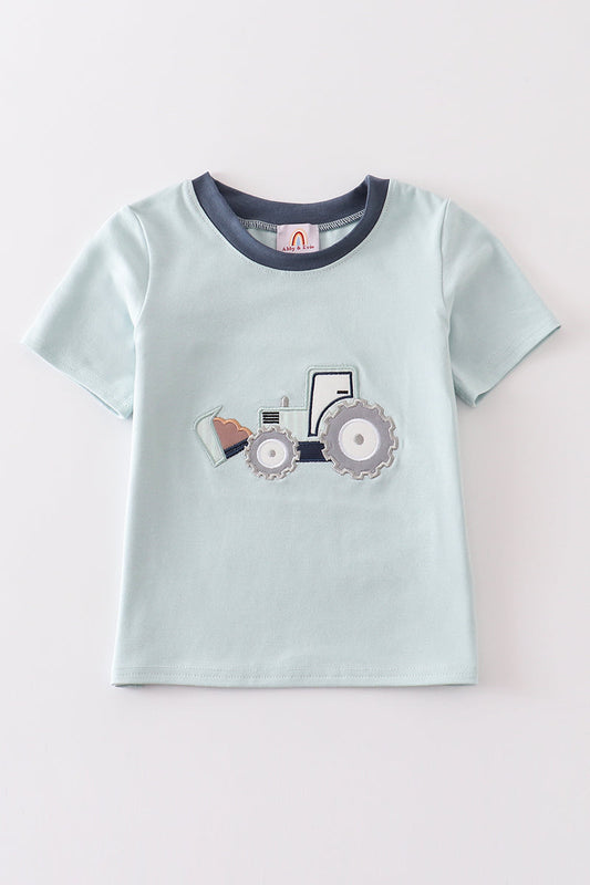 Abby & Evie
Green excavator applique boy top