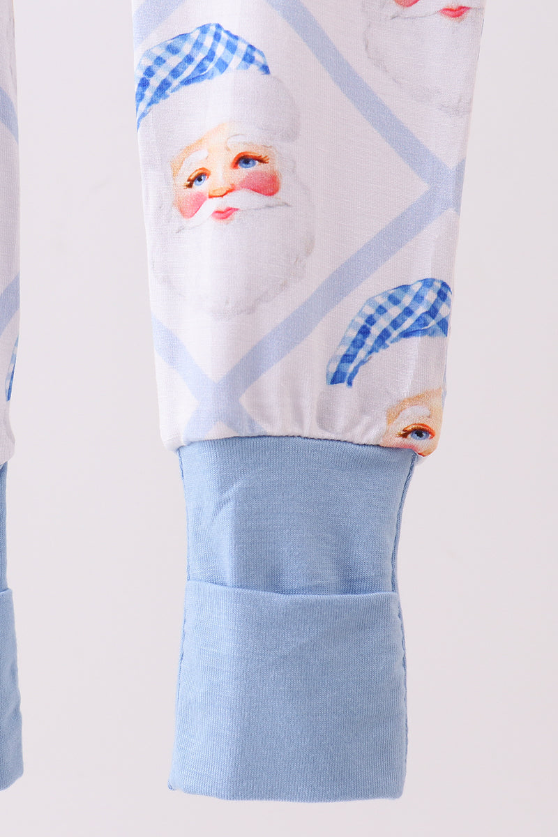 Abby & Evie
Blue santa claus bamboo zipper romper