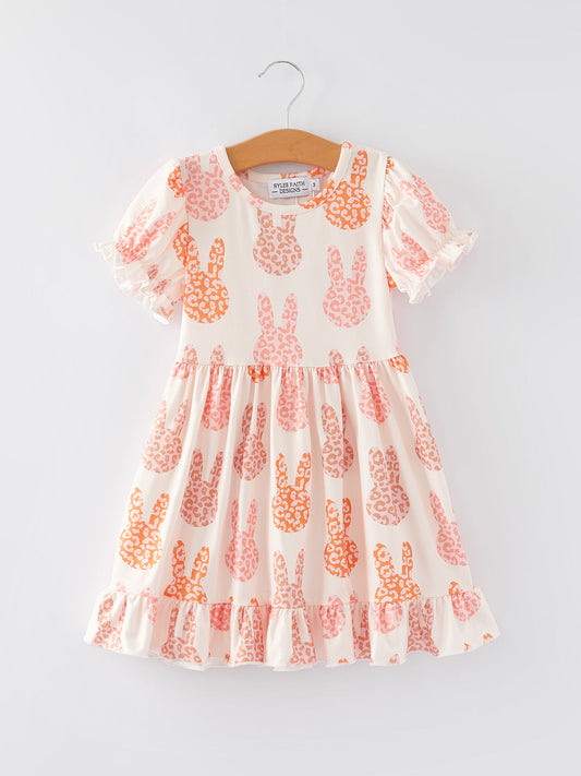 Easter Cute Bunny Print Ruffles Girls Dress
