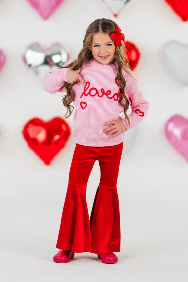 "Loved" Knit Sweater Bell Bottom Set