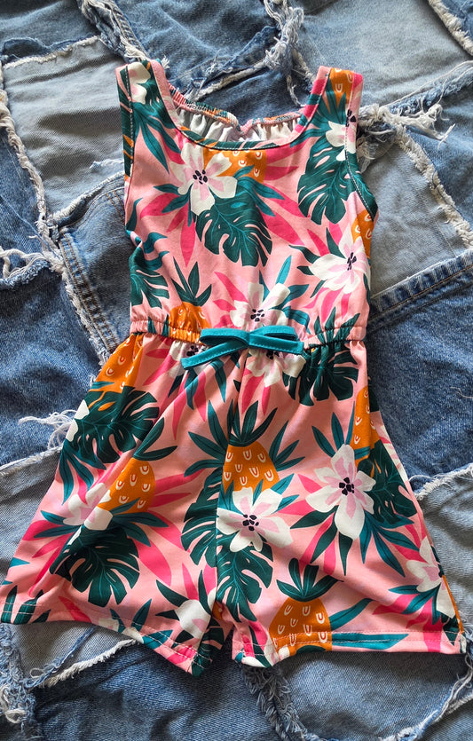 Pineapple Floral Girls Jumpsuit