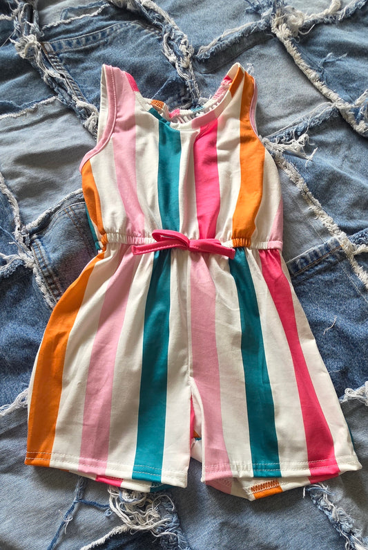 Tropical Striped Girls Jumpsuit