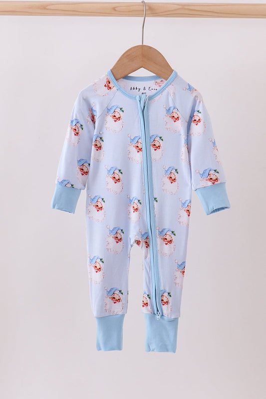 Abby & Evie
Blue santa bamboo pajama zipper romper