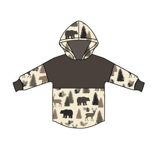 Deer bear tree long sleeves kids hoodie