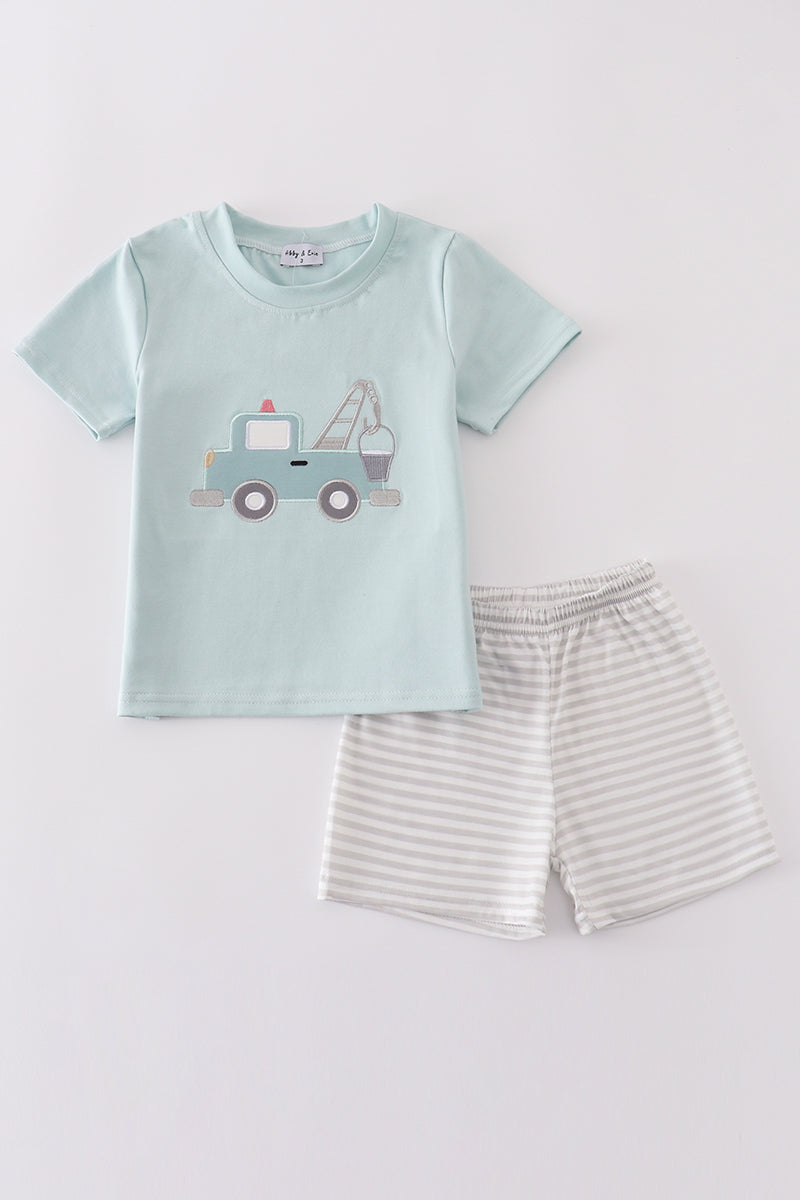 Abby & Evie
Blue crane truck applique set