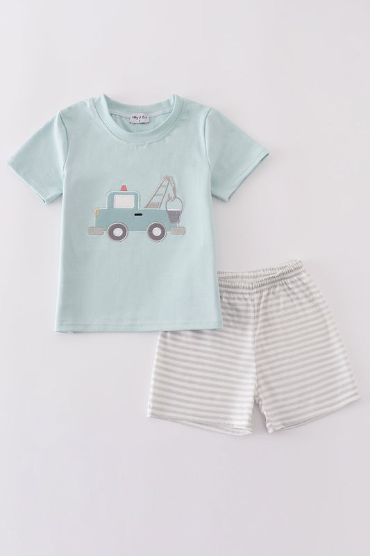 Abby & Evie
Blue crane truck applique set