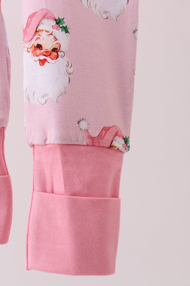 Abby & Evie
Pink santa claus bamboo ruffle zipper romper
