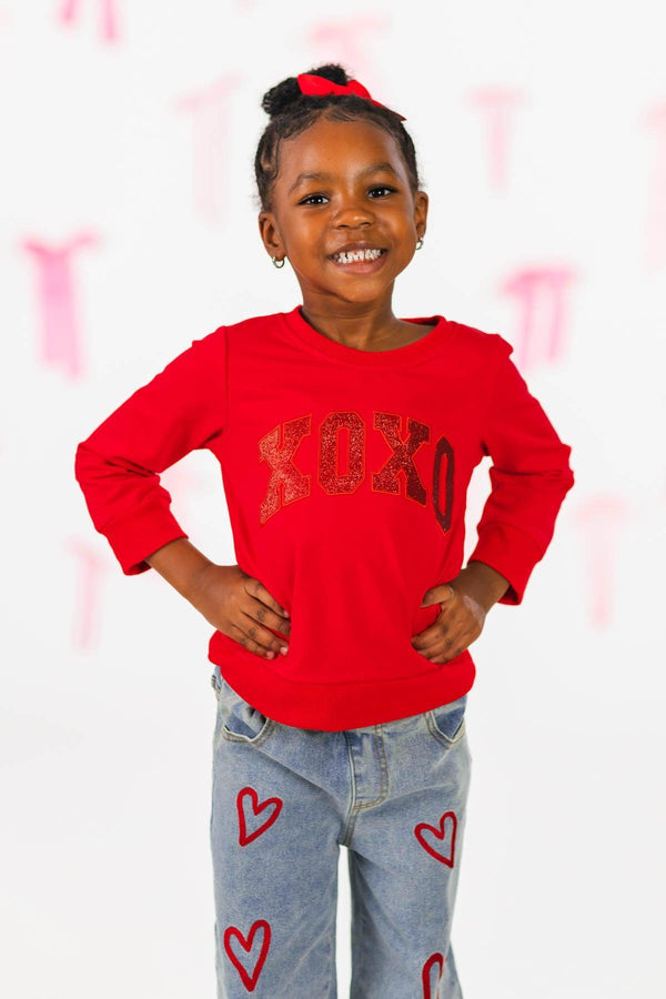 "XOXO" Heart Denim Pant Set