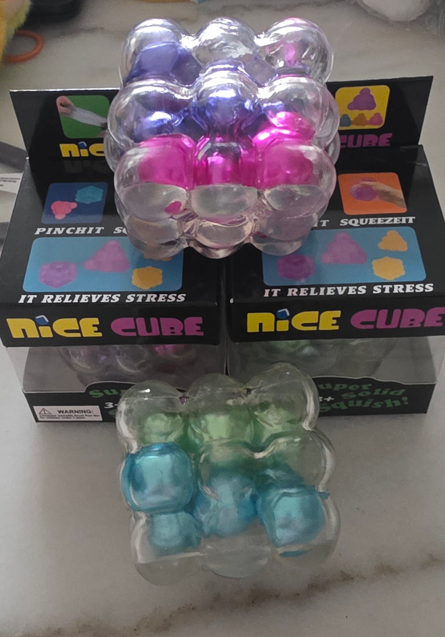 Squeeze Cube with Balls (Assorted Colors)