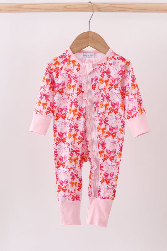 Abby & Evie Premium
Premium berry blossom bows ruffle bamboo romper