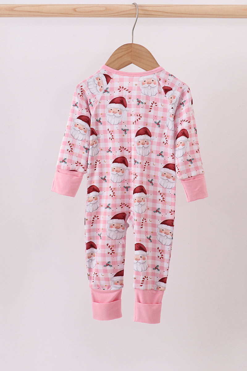 Abby & Evie
Pink santa claus bamboo pajamas zipper romper