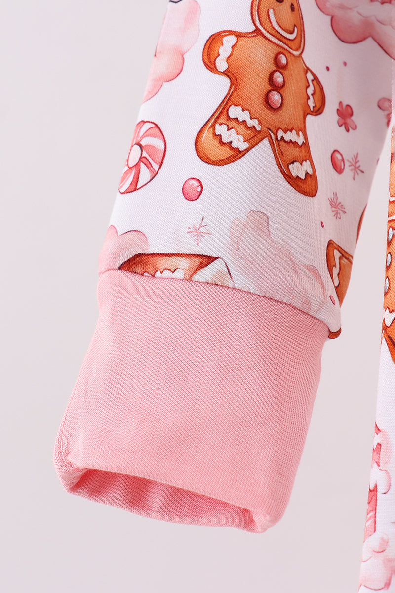Abby & Evie
Gingerbread house ruffle bamboo pajmas zipper romper