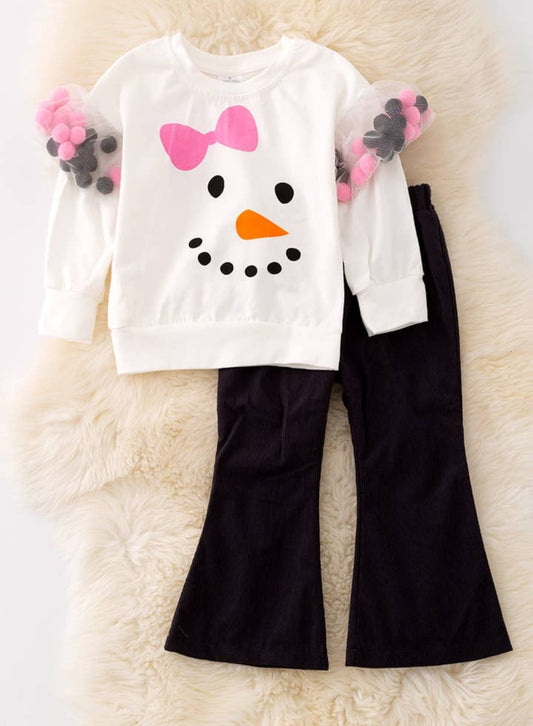 Snowman printed sweatshirt and corduroy pants