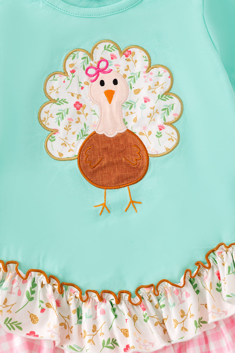 Thanksgiving ruffle layered tunic and floral leggings