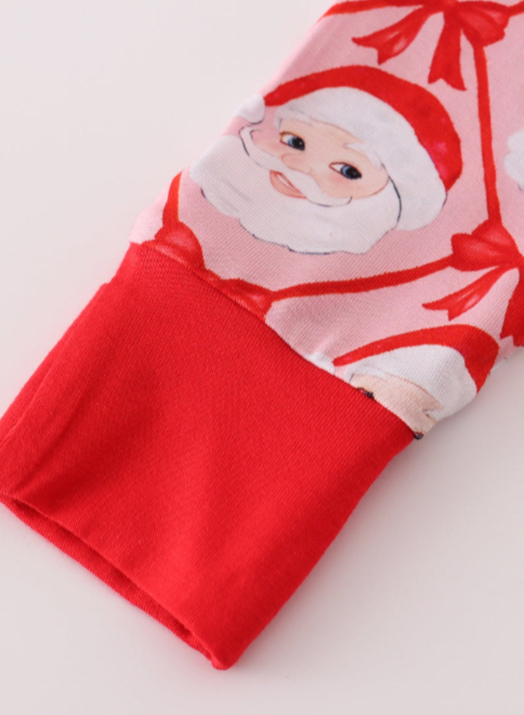 Red santa claus print bamboo pajamas ruffle romper