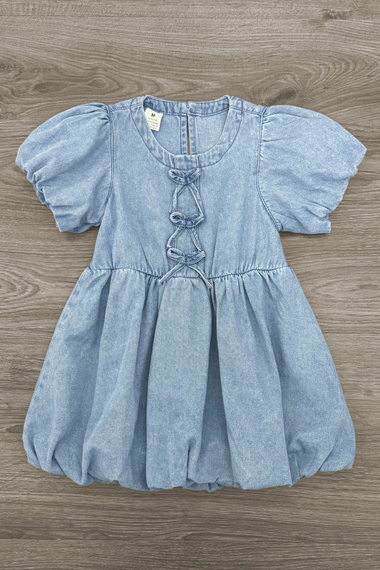 Blue Denim Bow Dress