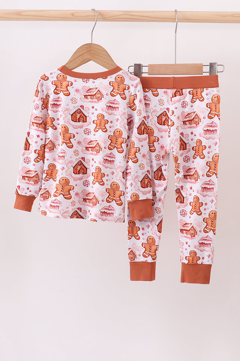 Abby & Evie
Brown gingerbread house bamboo pajmas romper