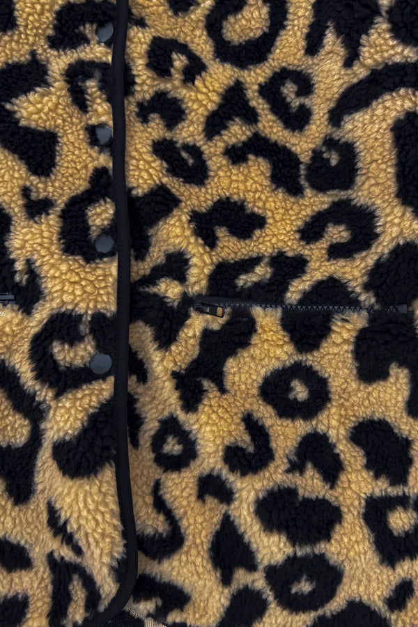 Cheetah Button Down Sherpa Jacket