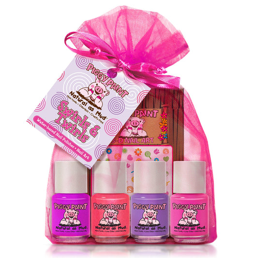 Piggy Paint Swirls & Twirls Gift Set - Kids Non-toxic Nail Polish