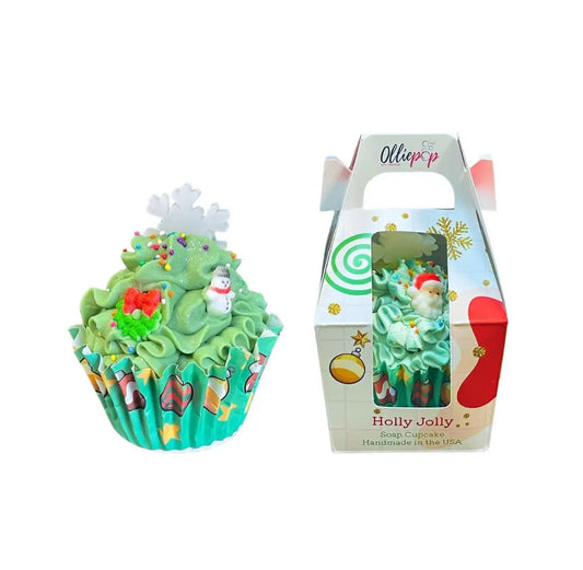 Handmade Holly Jolly Cupcake Soap