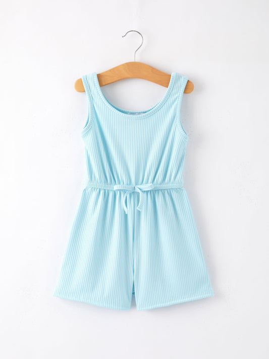 Light Blue Ribbed Milk Silk Romper