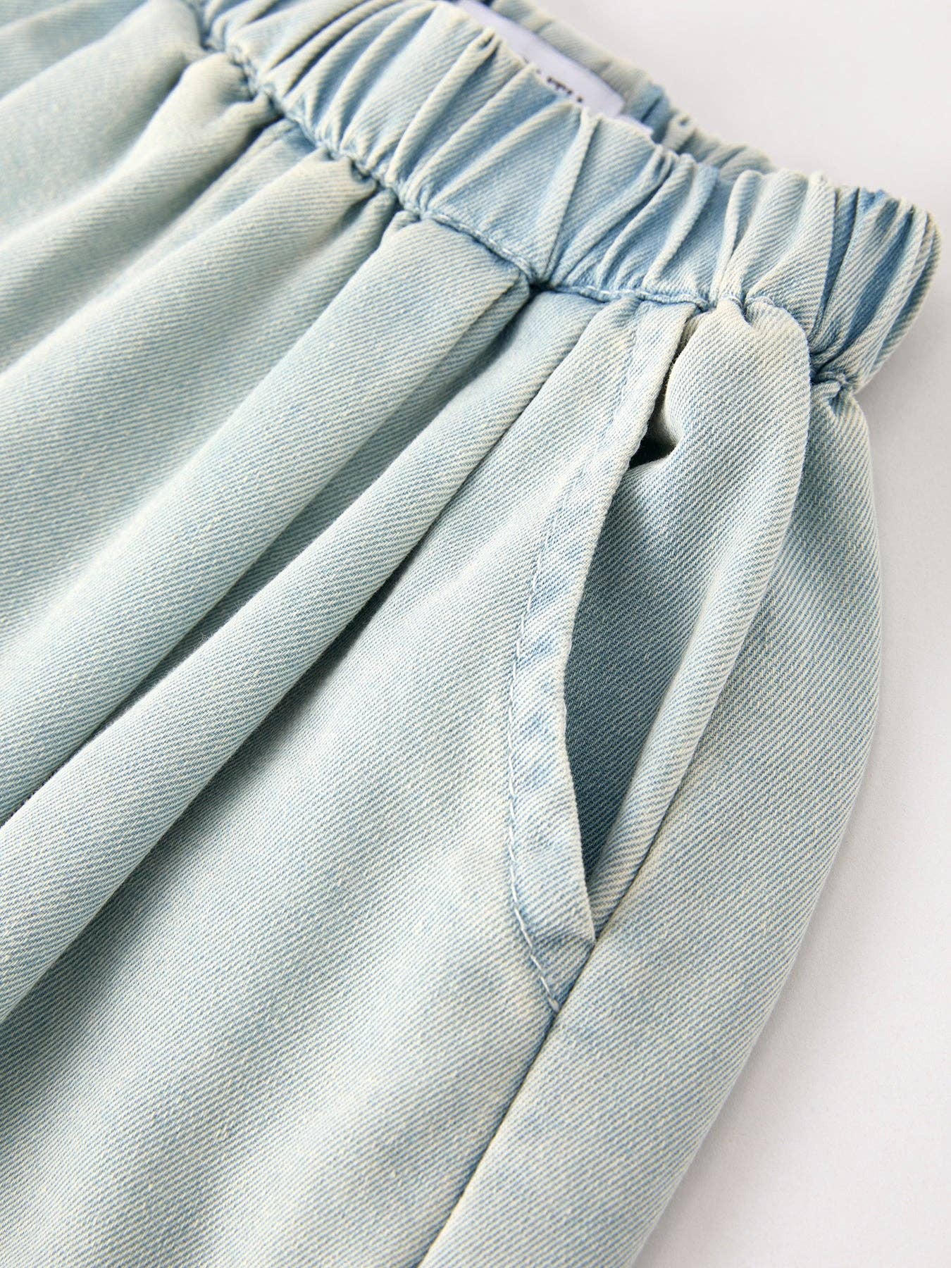 Light Color Denim Lace Wide Leg Pants