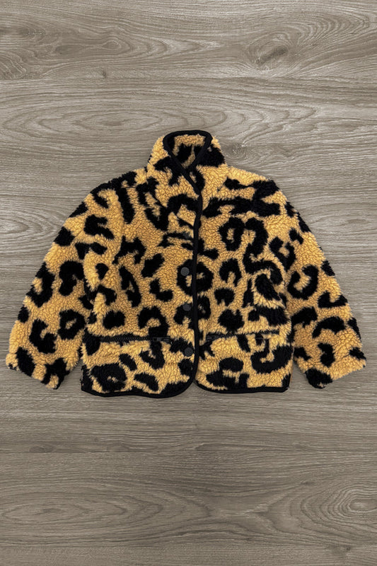 Cheetah Button Down Sherpa Jacket