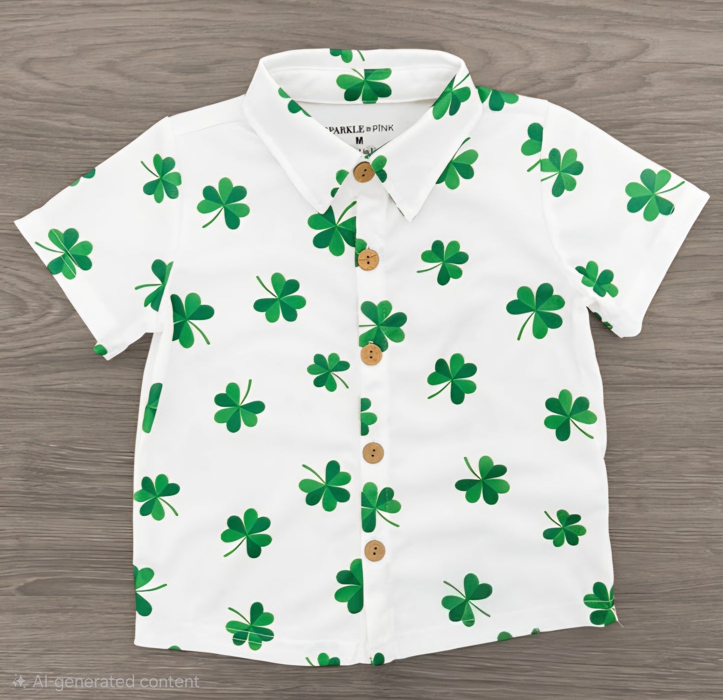 White Shamrock Button Down Top