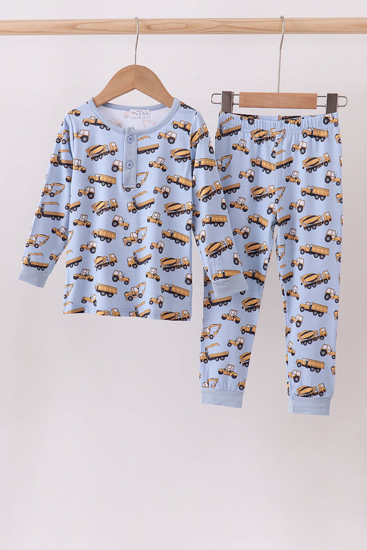Abby & Evie Premium
Premium blue excavator print bamboo pants set