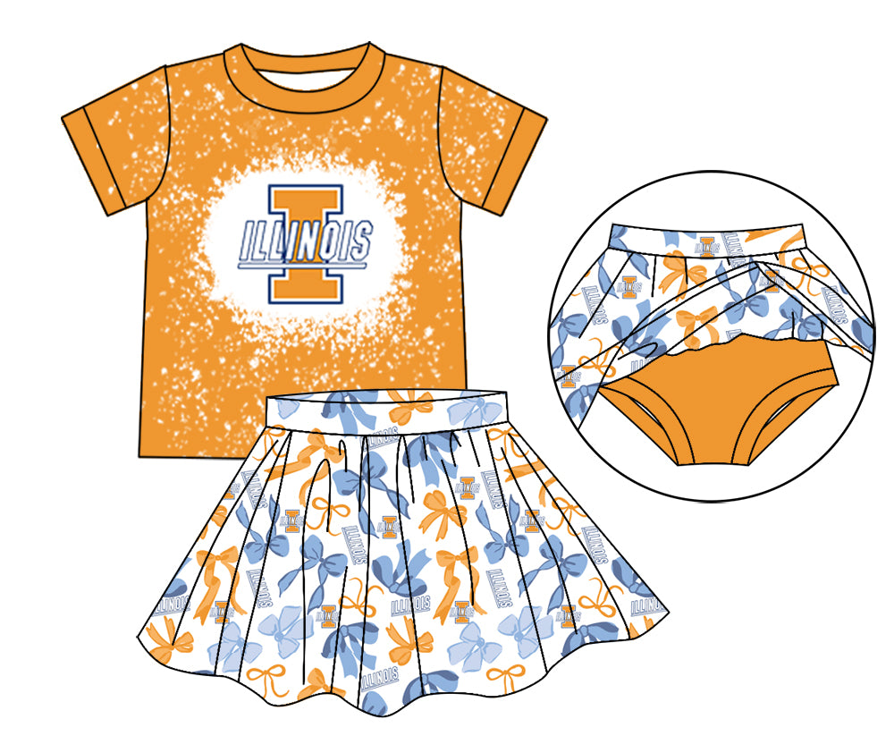 Illni Bleached Top and Bow Skort Set