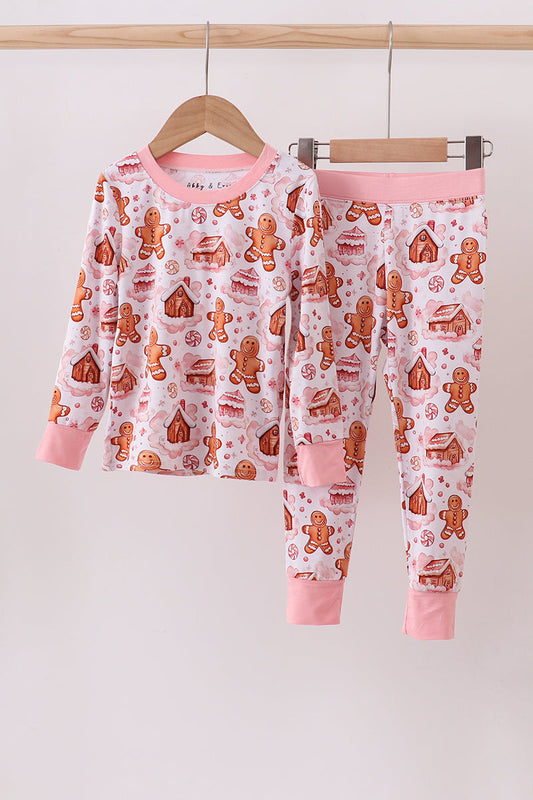 Abby & Evie
Pink gingerbread house bamboo pajmas romper
