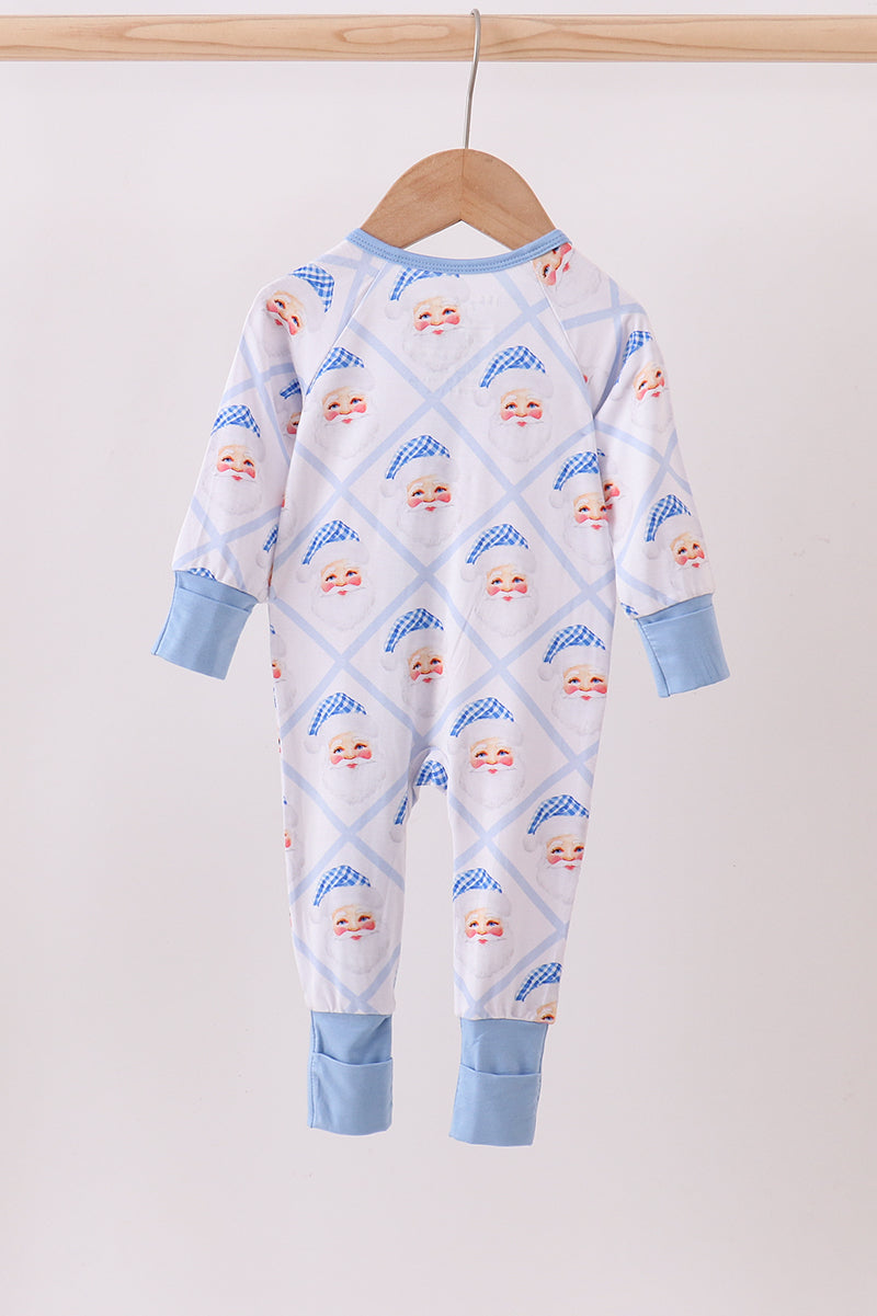 Abby & Evie
Blue santa claus bamboo zipper romper