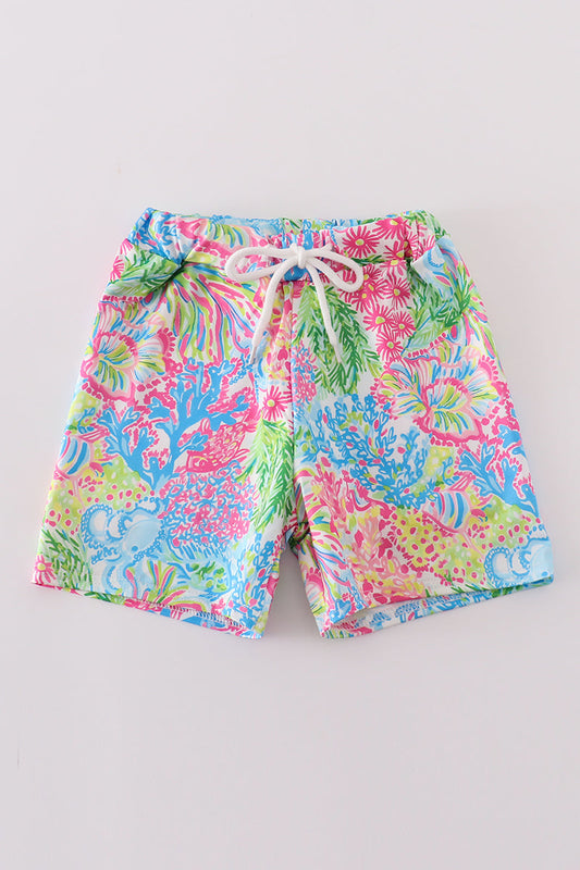 Abby & Evie
Pink tropical boy swim trunk