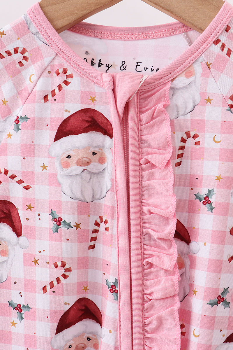Abby & Evie
Pink santa claus bamboo pajamas zipper romper