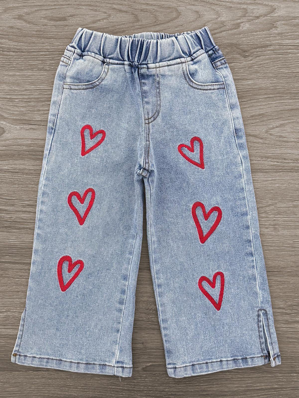 "XOXO" Heart Denim Pant Set