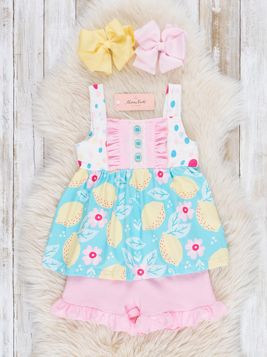 Teal Lemon Drops Ruffle Outfit