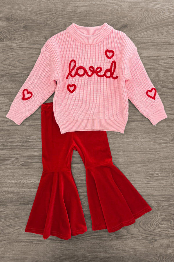 "Loved" Knit Sweater Bell Bottom Set