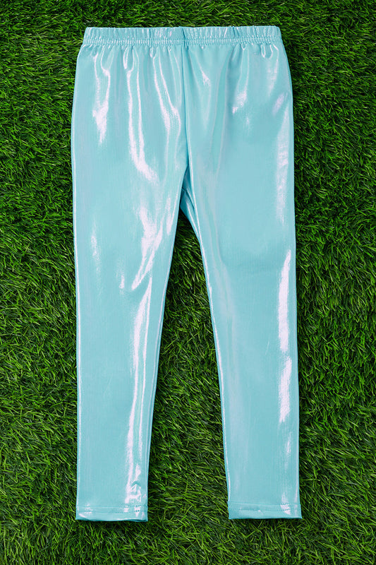 AQUA SATIN SILK STRETCHY LEGGINGS