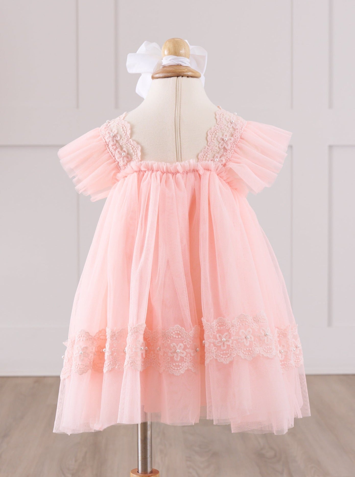 Misty Rose Pearl Tulle Dress