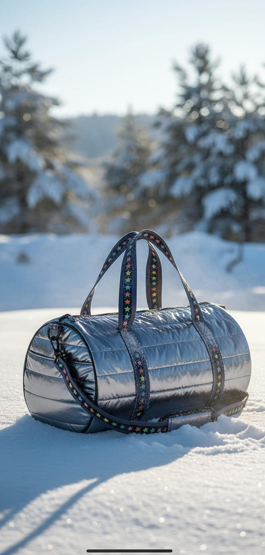Gunmetal Puffer Duffle Multi Star Straps