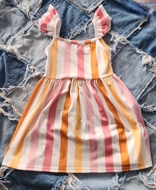 Girls Stripe Print Dress