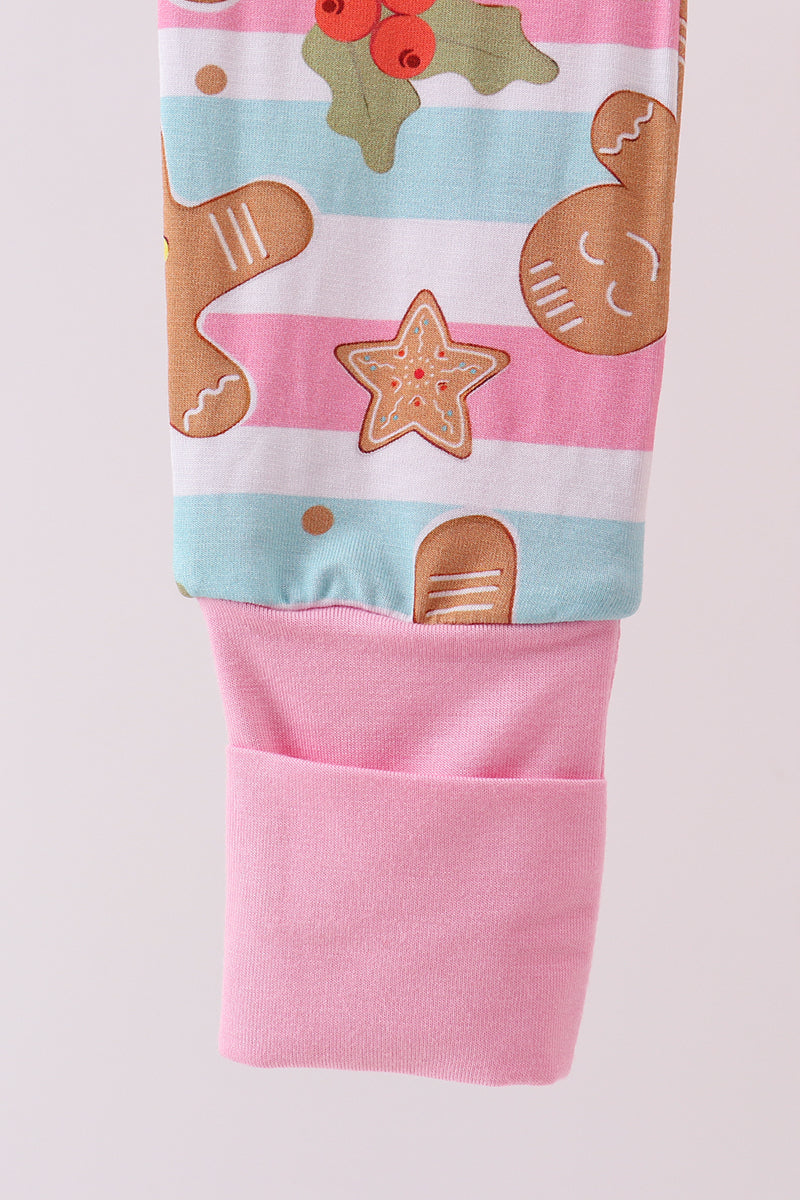 Abby & Evie
Pink christmas gingerbread bamboo pajamas zipper romper