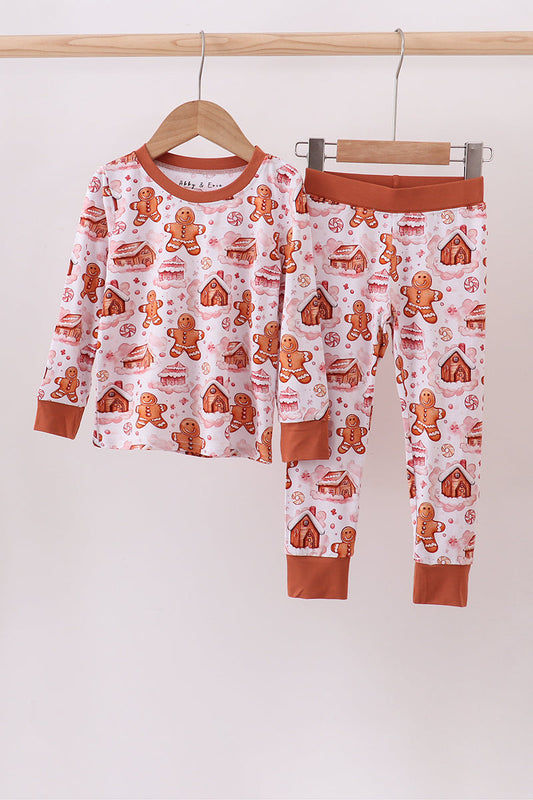 Abby & Evie
Brown gingerbread house bamboo pajmas romper