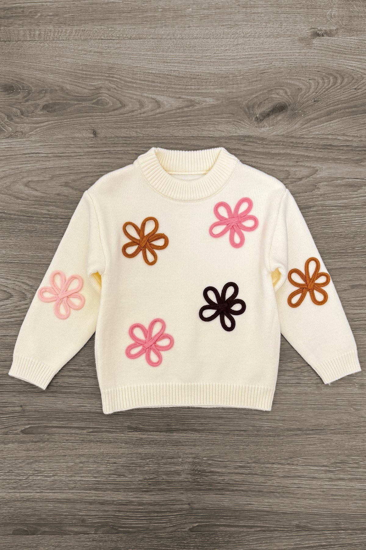 Cream Flower Print Denim Pant Set