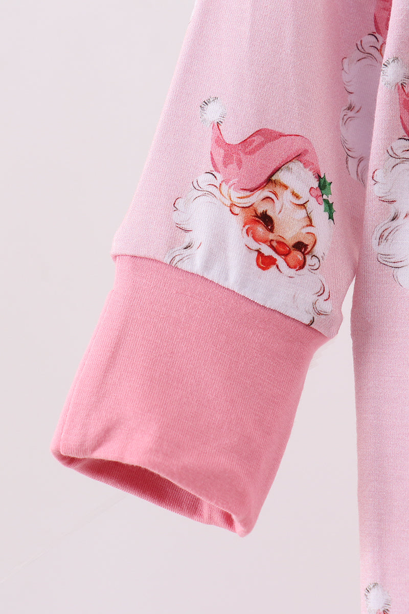 Abby & Evie
Pink santa claus bamboo ruffle zipper romper
